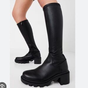 Steve Madden Aberdeen Black Chunky Heel Boots